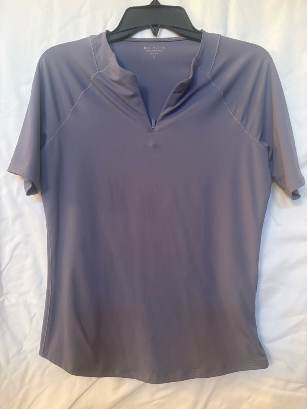 Athleta Women's Short Sleeve Zip-Notch Active Top - Gray